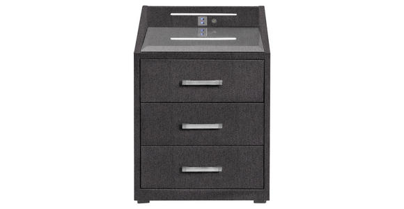 NACHTSCHRANK 47/61/46 cm  - Silberfarben/Schwarz, KONVENTIONELL, Glas/Holzwerkstoff (47/61/46cm) - Esposa