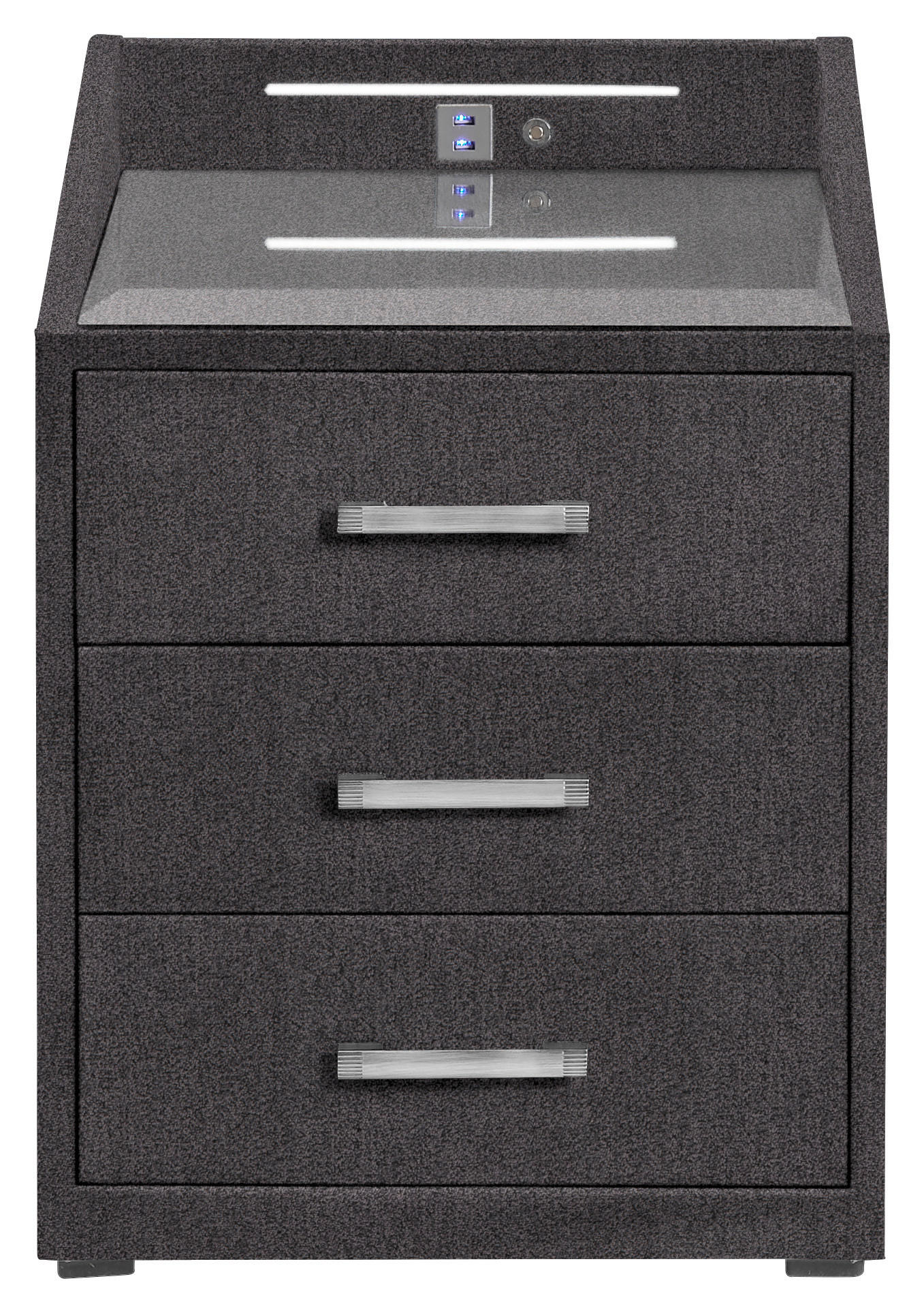 NACHTSCHRANK  - Silberfarben/Schwarz, KONVENTIONELL, Glas/Holzwerkstoff (47/61cm) - Esposa
