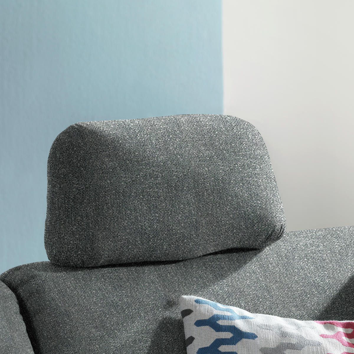 ECKSOFA  in Mikrovelours Graugrün  208/227 cm  - Eichefarben/Rot, KONVENTIONELL, Holz/Textil (208/227cm) - Sedda