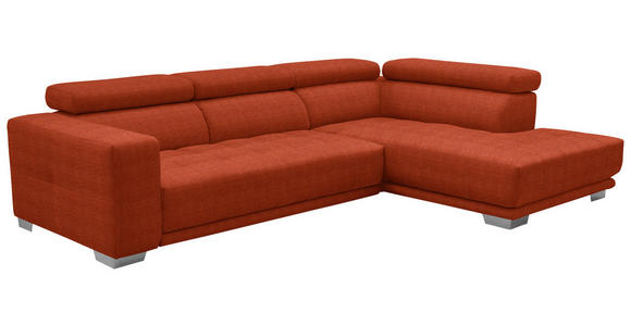 ECKSOFA in Mikrofaser Orange  - Chromfarben/Orange, Design, Textil/Metall (301/207cm) - Xora