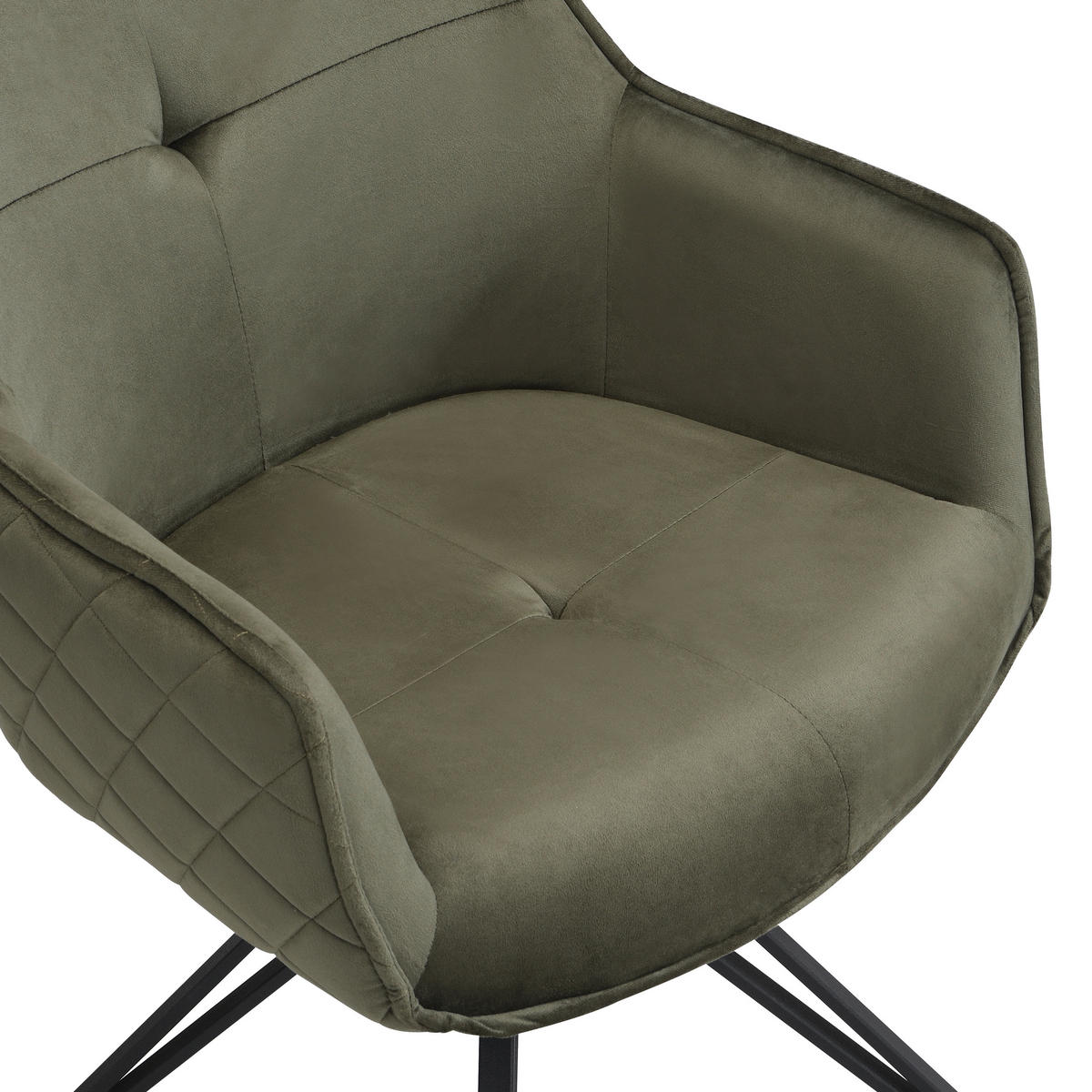 STOLICA S NASLONOM ZA RUKE  zelena, crna  metal, tekstil      - zelena/crna, Moderno, metal/tekstil (57/82/61cm) - Livetastic