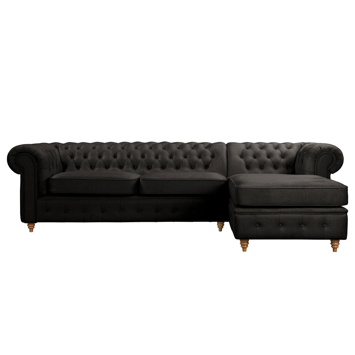 ECKSOFA Laura in Mikrofaser Anthrazit  284/182 cm  - Anthrazit/Creme, Design, Holz/Textil (284/182cm) - P & B