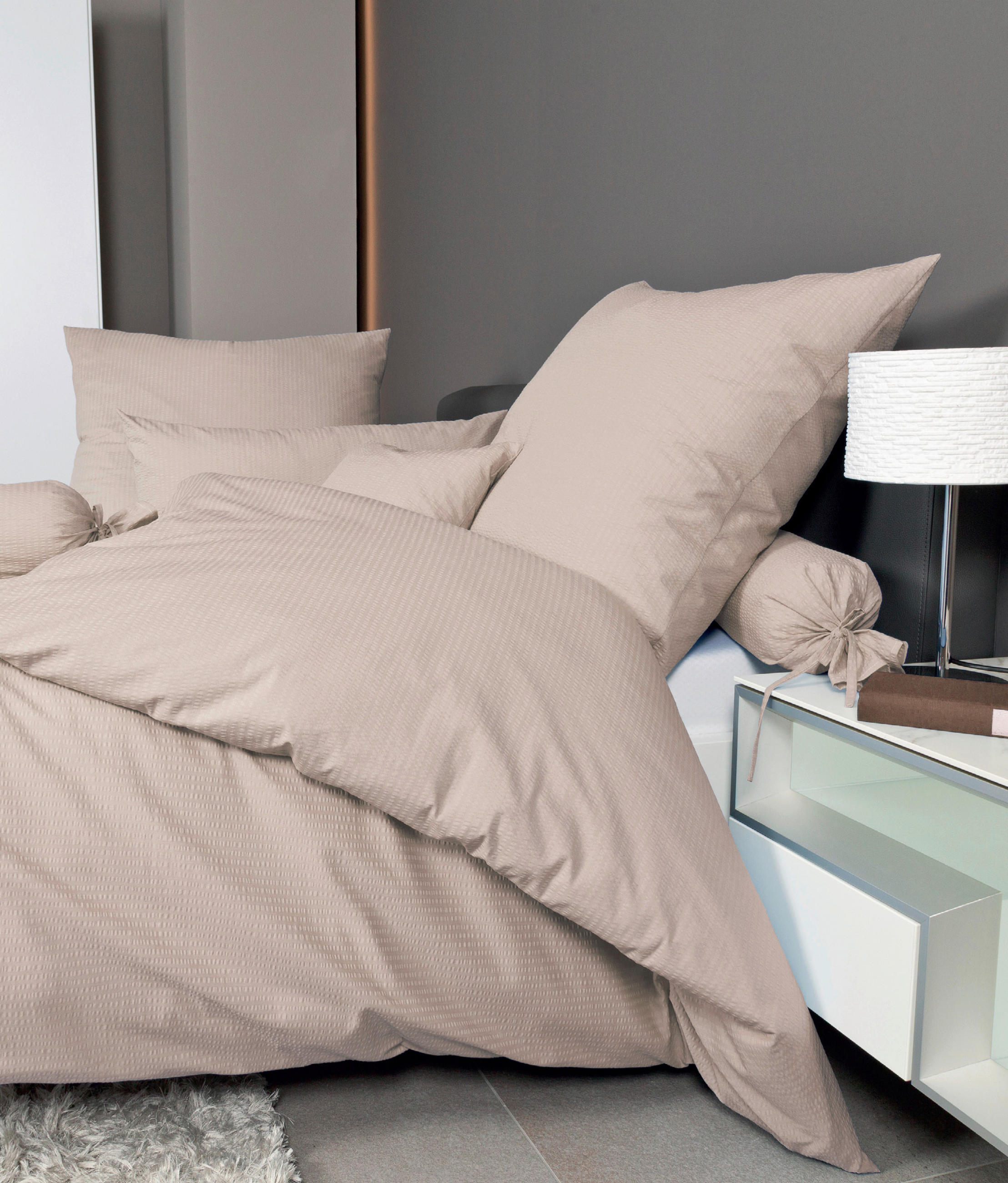 BETTWÄSCHE Seersucker 135/200 cm  - Beige/Naturfarben, Basics, Textil (135/200cm) - Janine