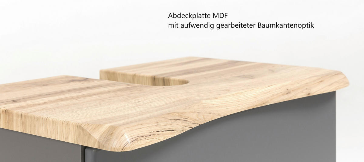 WASCHBECKENUNTERSCHRANK 61/55/40 cm  - Eiche Wotan/Graphitfarben, Natur, Holzwerkstoff (61/55/40cm) - Xora