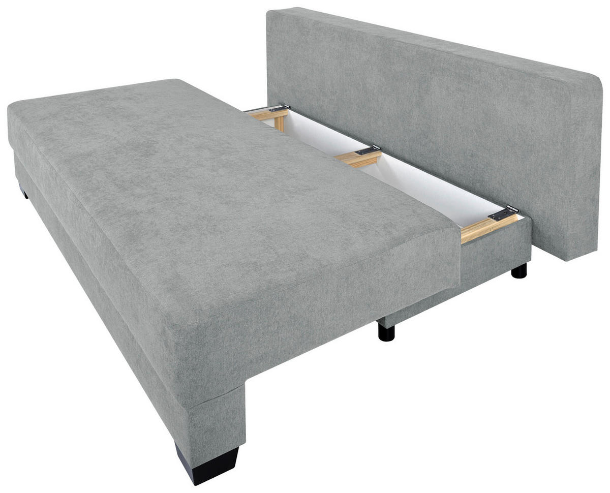 BOXSPRING KANAPÉ textil, faalapú anyag ezüstszínű  - fekete/ezüstszínű, Design, műanyag/faalapú anyag (200/90/110cm) - P & B