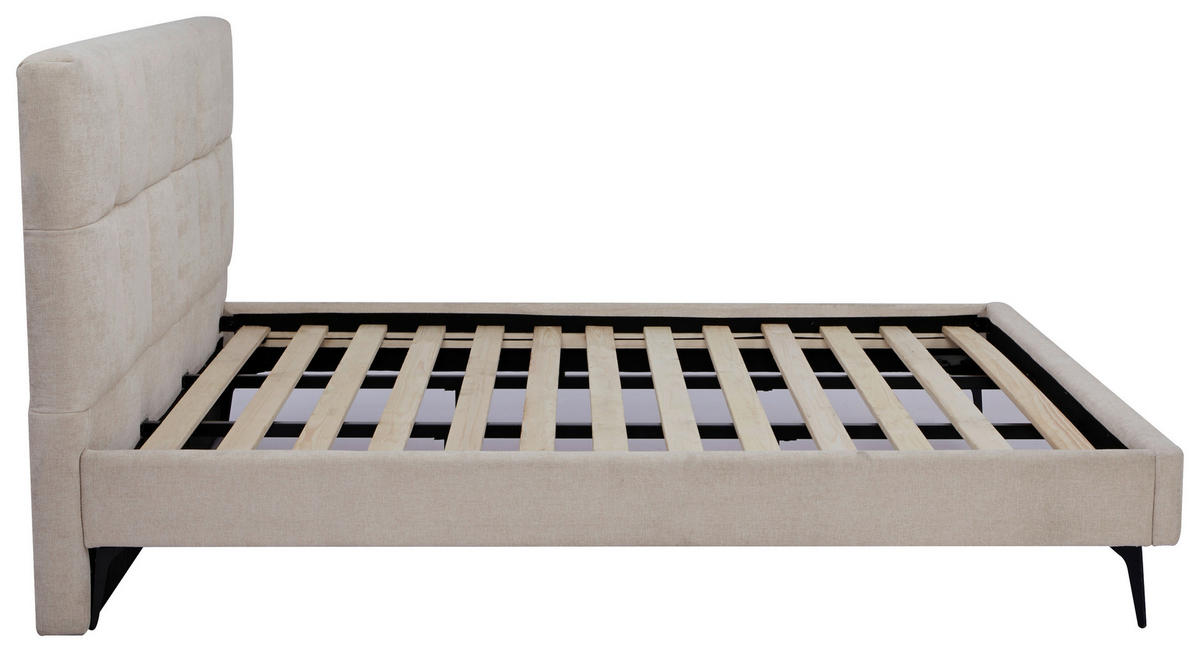 POLSTERBETT Lattenrost 180/200 cm  in Beige  - Beige/Schwarz, Design, Holz/Textil (180/200cm) - Boxxx