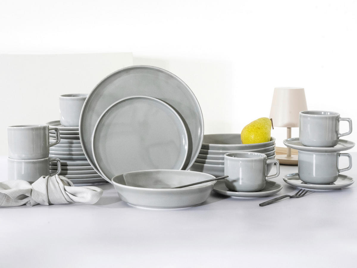 KOMBISERVICE Chef Collection Grau 30-teilig  - Hellgrau, Basics, Keramik - Creatable