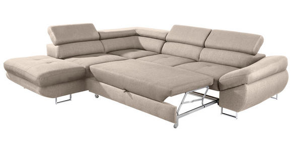 ECKSOFA Beige Webstoff  - Beige, Design, Textil/Metall (235/280cm) - Hom`in