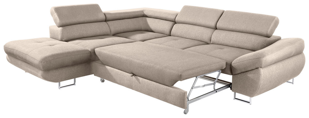 ECKSOFA in Webstoff Beige  - Beige, Design, Textil/Metall (235/280cm) - Hom`in