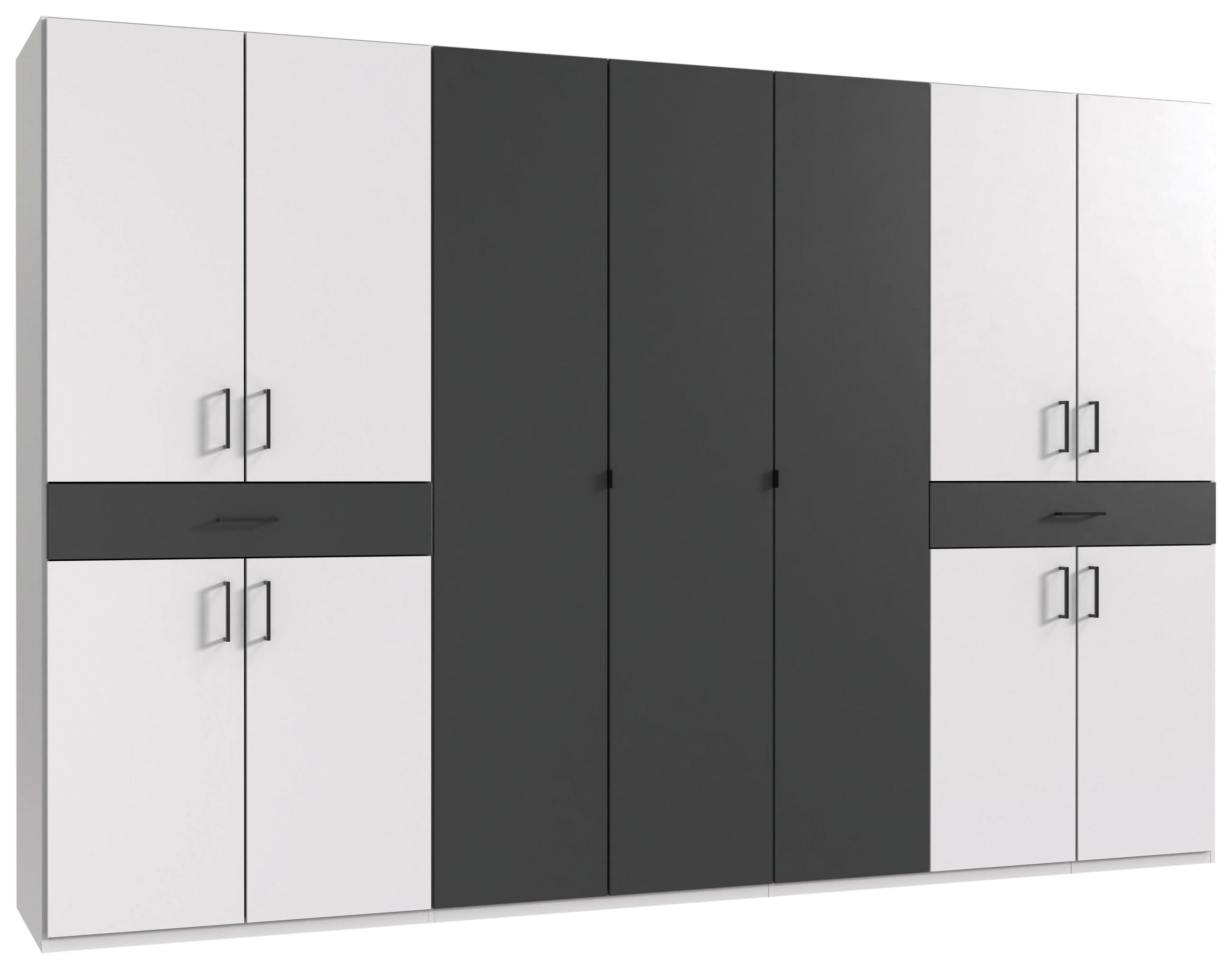DREHTÜRENSCHRANK in Graphitfarben, Weiss  - Weiss/Schwarz, Konventionell, Holzwerkstoff/Kunststoff (313/208/58cm) - Carryhome