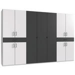 DREHTÜRENSCHRANK  in Graphitfarben, Weiß  - Schwarz/Graphitfarben, KONVENTIONELL, Holzwerkstoff/Kunststoff (313/208/58cm) - Carryhome