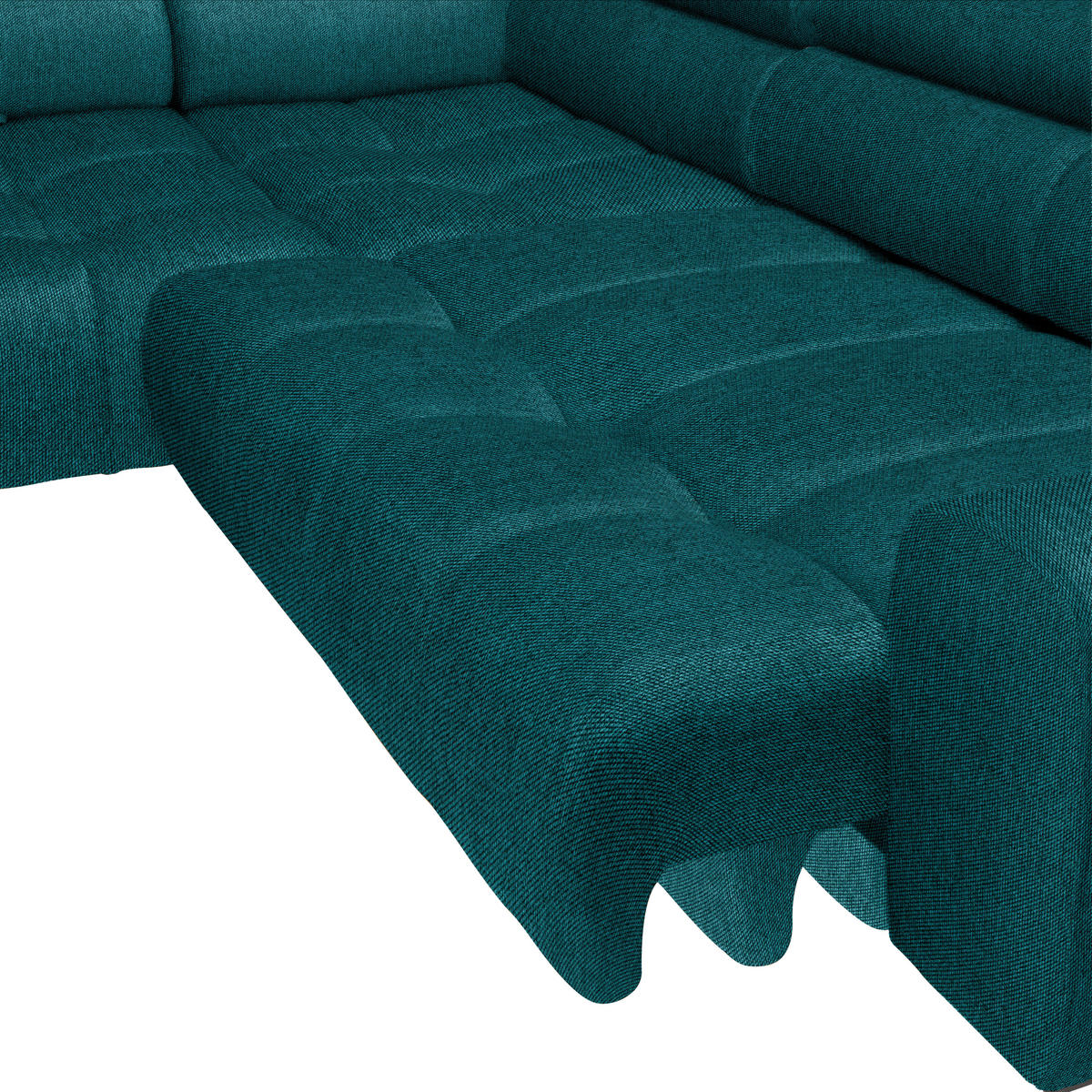 ECKSOFA Petrol Webstoff  - Petrol/Schwarz, Design, Textil/Metall (177/270cm) - Welnova