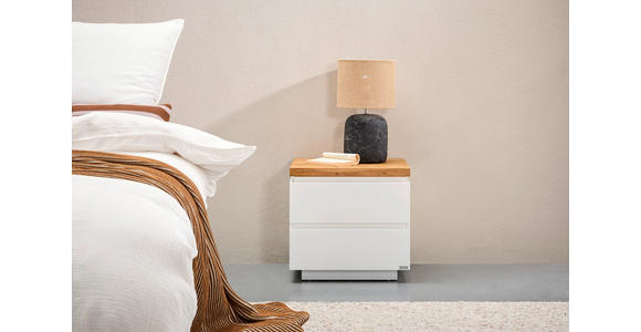 NACHTSCHRANK 50/47/41,5 cm Eiche massiv  - Eichefarben/Weiß, KONVENTIONELL, Holz/Holzwerkstoff (50/47/41,5cm) - Novel