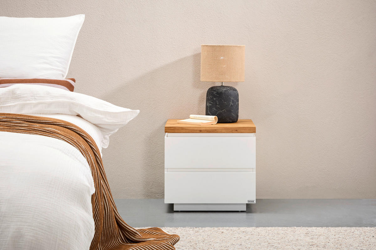 NACHTSCHRANK 50/47/41,5 cm Eiche massiv  - Eichefarben/Weiß, KONVENTIONELL, Holz/Holzwerkstoff (50/47/41,5cm) - Novel