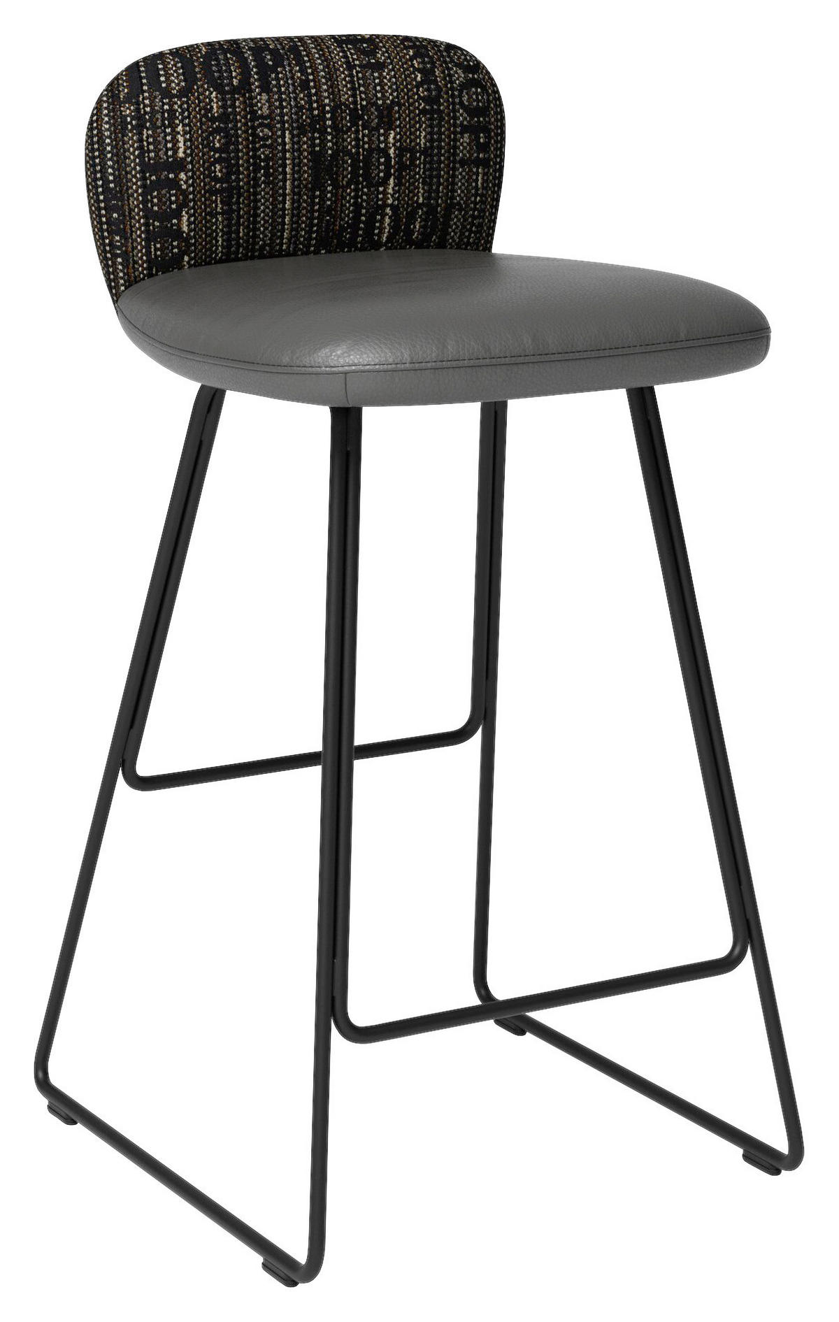 BARHOCKER Flachgewebe Kombination Echtleder/Stoff Schlammfarben, Schwarz Gestellauswahl, Stoffauswahl, Lederauswahl  - Schlammfarben/Schwarz, Design, Leder/Textil (43/80/47cm) - Joop!