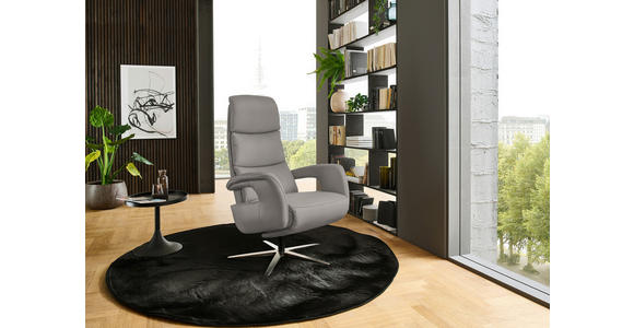 RELAXSESSEL in Leder Hellgrau  - Edelstahlfarben/Hellgrau, Design, Leder/Metall (76/119/86cm) - Dieter Knoll
