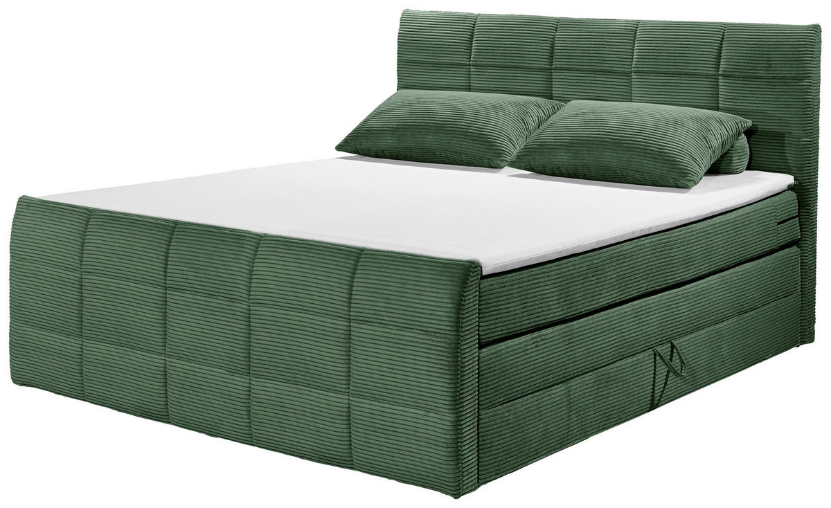 BOXSPRINGBETT 180/200 cm  in Olivgrün  - Schwarz/Olivgrün, MODERN, Holzwerkstoff/Kunststoff (180/200cm) - MID.YOU