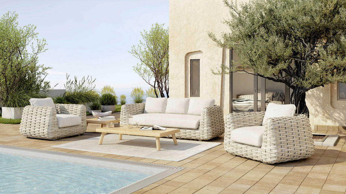 LOUNGESOFA  - Creme, Basics, Kunststoff/Textil (234/85/100cm) - Tierra Outdoor