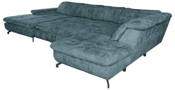 WOHNLANDSCHAFT in Struktur Blau  - Blau/Schwarz, KONVENTIONELL, Textil/Metall (188/357/253cm) - Carryhome