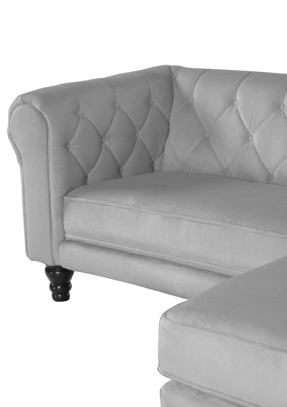 HÖRNSOFFA i plysch grå  - grå/mörkbrun, Design, trä/textil (260/160cm) - MID.YOU