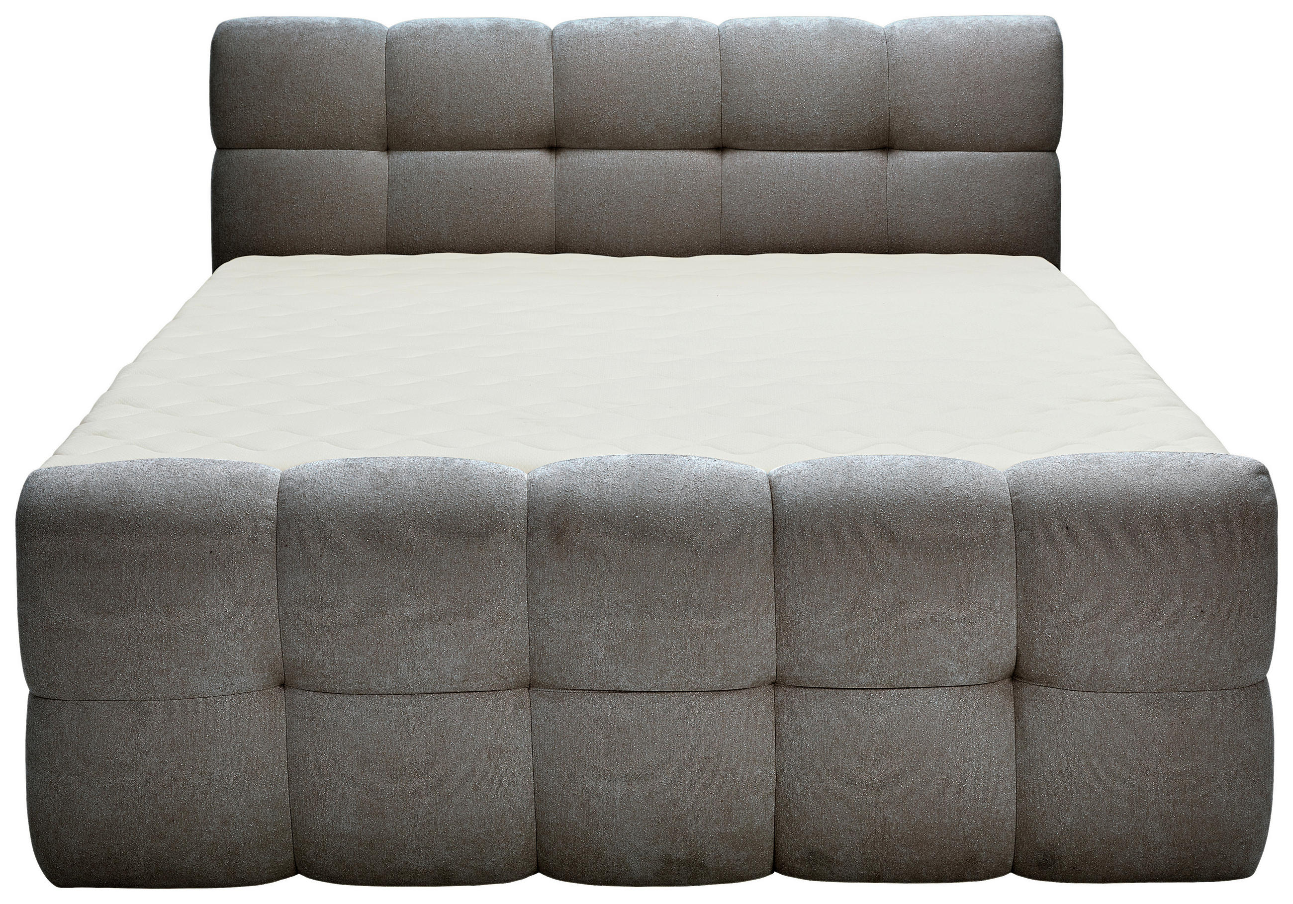 Thumbnail - Moderano Boxbett, Grau, Textil, Tanne, Hartholz, H3, 5-Zonen, Höhe ca. 24 cm, 160x200 cm, gepolstertes Kopfteil, Topper ...