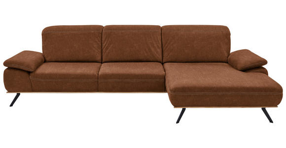 ECKSOFA in Mikrofaser Cognac  - Cognac/Beige, Natur, Holz/Textil (322/201cm) - Voleo