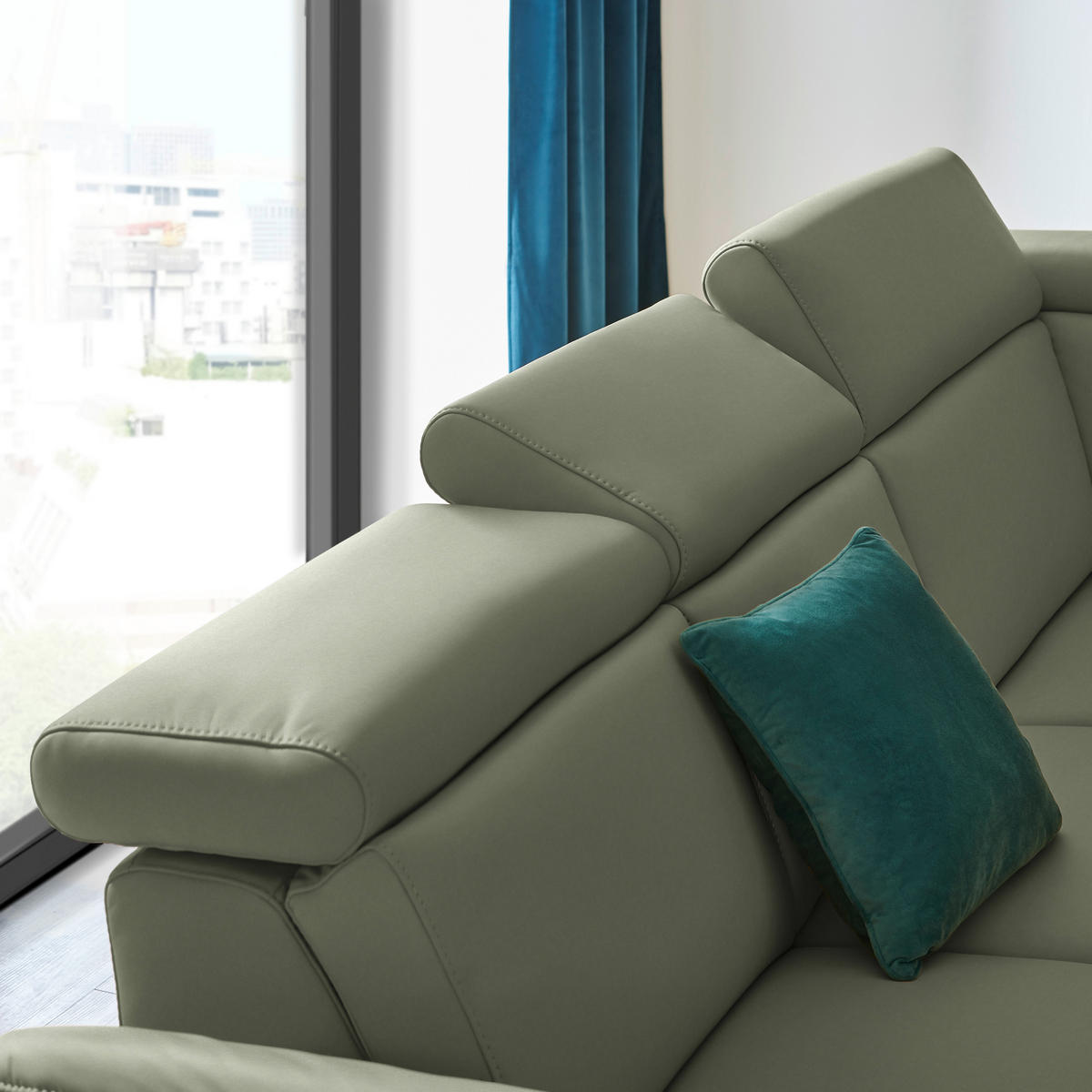 ECKSOFA in Echtleder Grün  285/239 cm  - Schwarz/Grün, Design, Leder/Metall (285/239cm) - Cantus