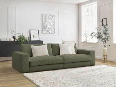 3-SITZER-SOFA LEONARD Cord Hellgrün  - Schwarz/Hellgrün, MODERN, Kunststoff/Textil (234/77/109cm)