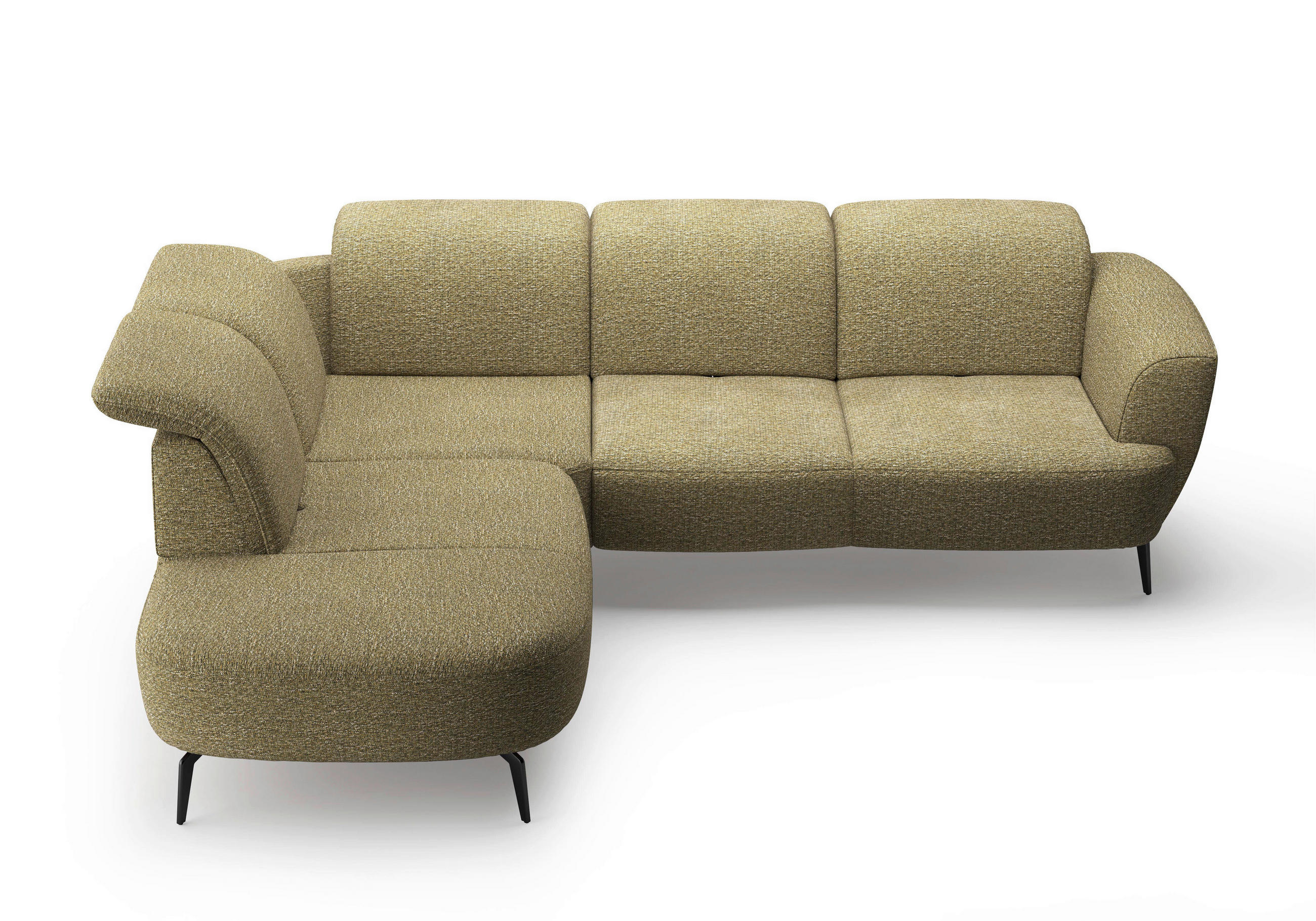 ECKSOFA in Chenille Olivgrün 267/300 cm - Schwarz/Olivgrün, KONVENTIONELL, Textil/Metall (267/300cm) - Sit & More