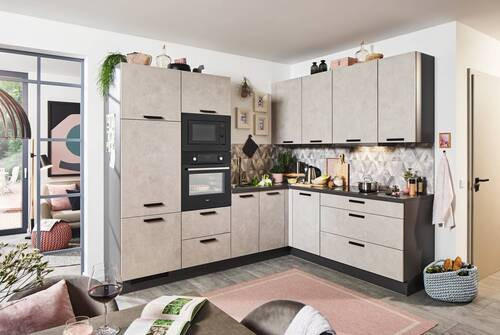 KUCHYŇSKÁ LINKA RILEY 265 - barvy břidlice/pískové barvy, Design, kompozitní dřevo (265/210cm) - Celina