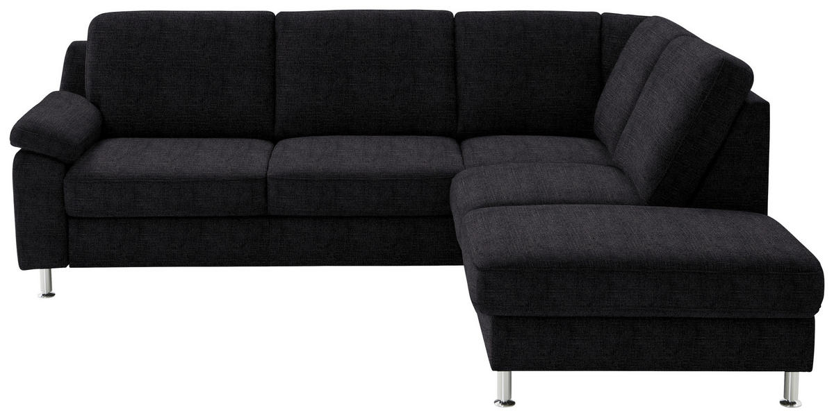 ECKSOFA in Webstoff Anthrazit  - Anthrazit/Alufarben, Konventionell, Textil/Metall (241/200cm) - Beldomo System