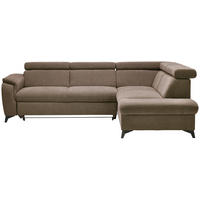 Ecksofa inkl. Funktionen in Chenille Braun, Schlammfarben  - Schlammfarben/Schwarz, Design, Textil/Metall (260/203cm) - Stylife