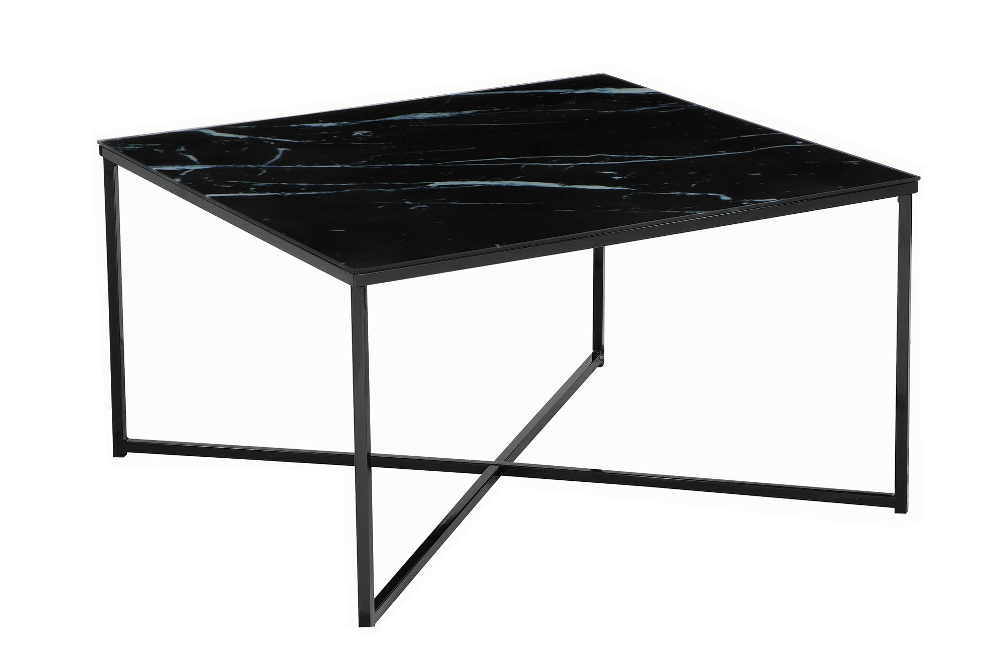 COUCHTISCH 80/80/45 cm quadratisch Schwarz  - Schwarz, Design, Glas/Metall (80/80/45cm) - Livetastic