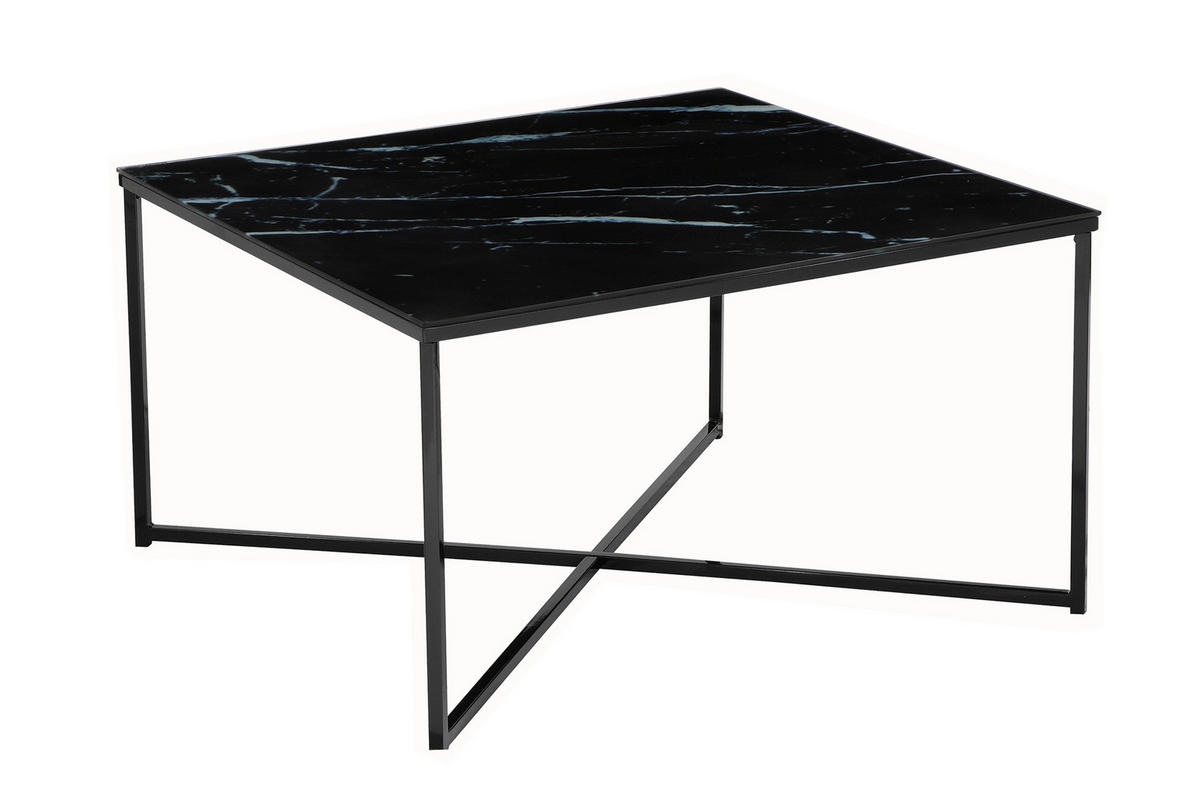 COUCHTISCH 80/80/45 cm quadratisch Schwarz  - Schwarz, Design, Glas/Metall (80/80/45cm) - Livetastic