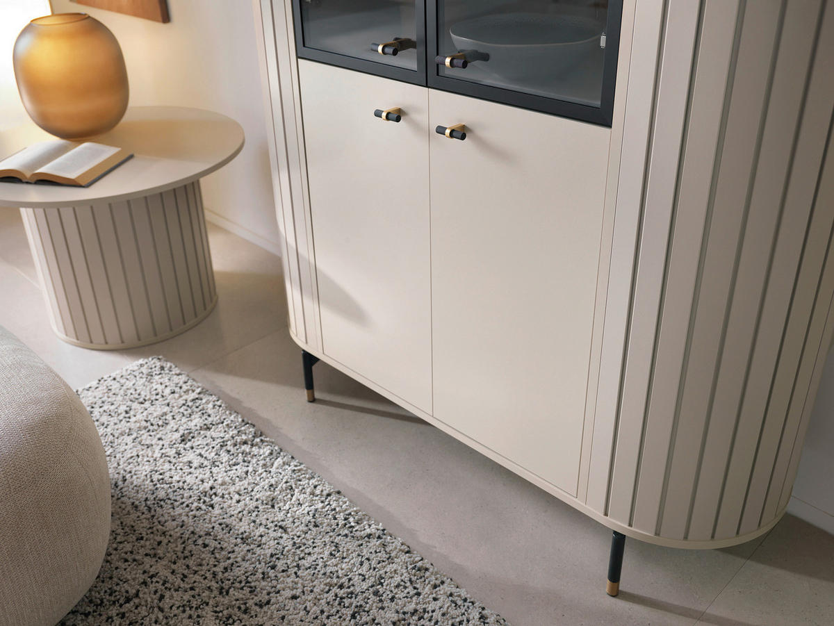 VITRINE  in Schwarz, Goldfarben, Kaschmir  - Kaschmir/Goldfarben, MODERN, Glas/Holzwerkstoff (112,3/155/40cm) - home24