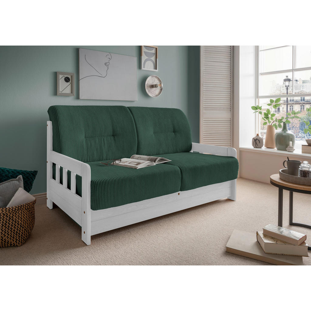 Thumbnail - Livetastic Schlafsofa, Grün, Textil, Kiefer, massiv, 2-Sitzer, 154x88x90 cm, Made in EU, einzeln ausziehbar, Armteil lin...