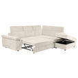 ECKSOFA Creme Flachgewebe Bettkasten, Schlaffunktion, Rücken echt, Liegefläche im Originalstoff  - Creme/Schwarz, KONVENTIONELL, Kunststoff/Textil (280/235cm) - Carryhome