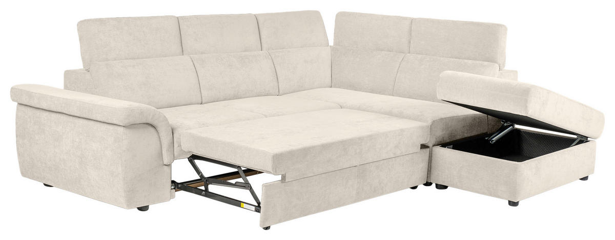 ECKSOFA Creme Flachgewebe  - Creme/Schwarz, KONVENTIONELL, Kunststoff/Textil (280/235cm) - Carryhome