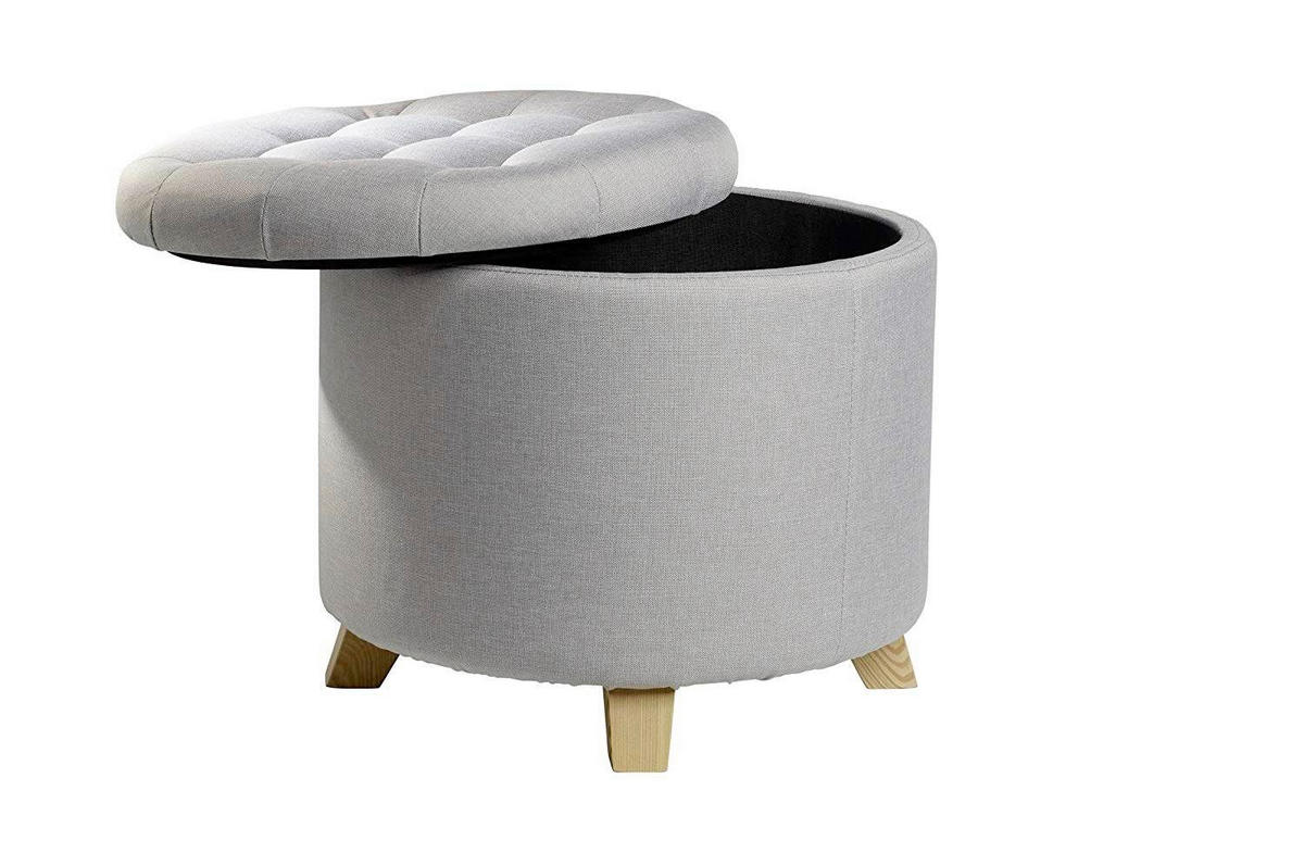 HOCKER Struktur, gesteppt Grau  - Grau, Design, Holz/Textil (45/41/45cm) - Echtwerk