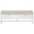 BETTBANK Lederlook Grau, Weiß  - Chromfarben/Weiß, Design, Glas/Textil (141/50/43cm) - Dieter Knoll