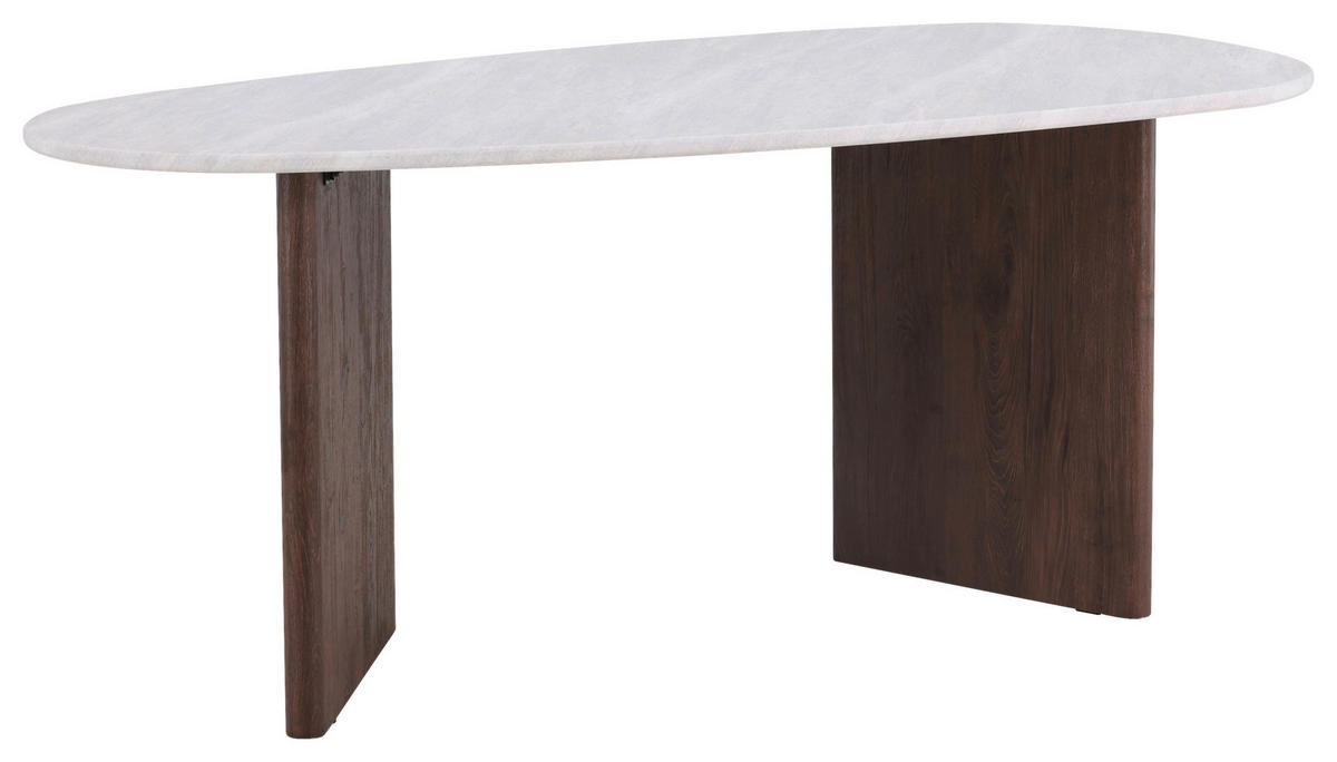 ESSTISCH furniert oval Hellgrau, Mokka  - Hellgrau/Mokka, Design, Holzwerkstoff (180/90/75cm) - Livetastic