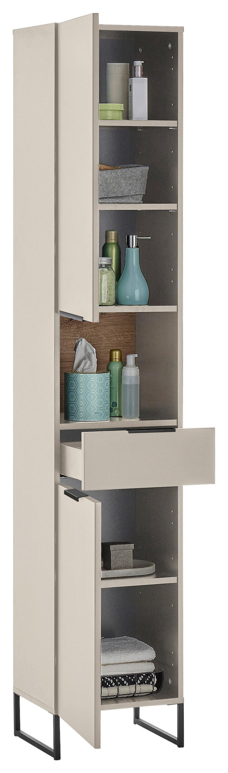 HOCHSCHRANK 38/195/32 cm  - Kaschmir/Eichefarben, KONVENTIONELL, Holzwerkstoff/Metall (38/195/32cm) - home24