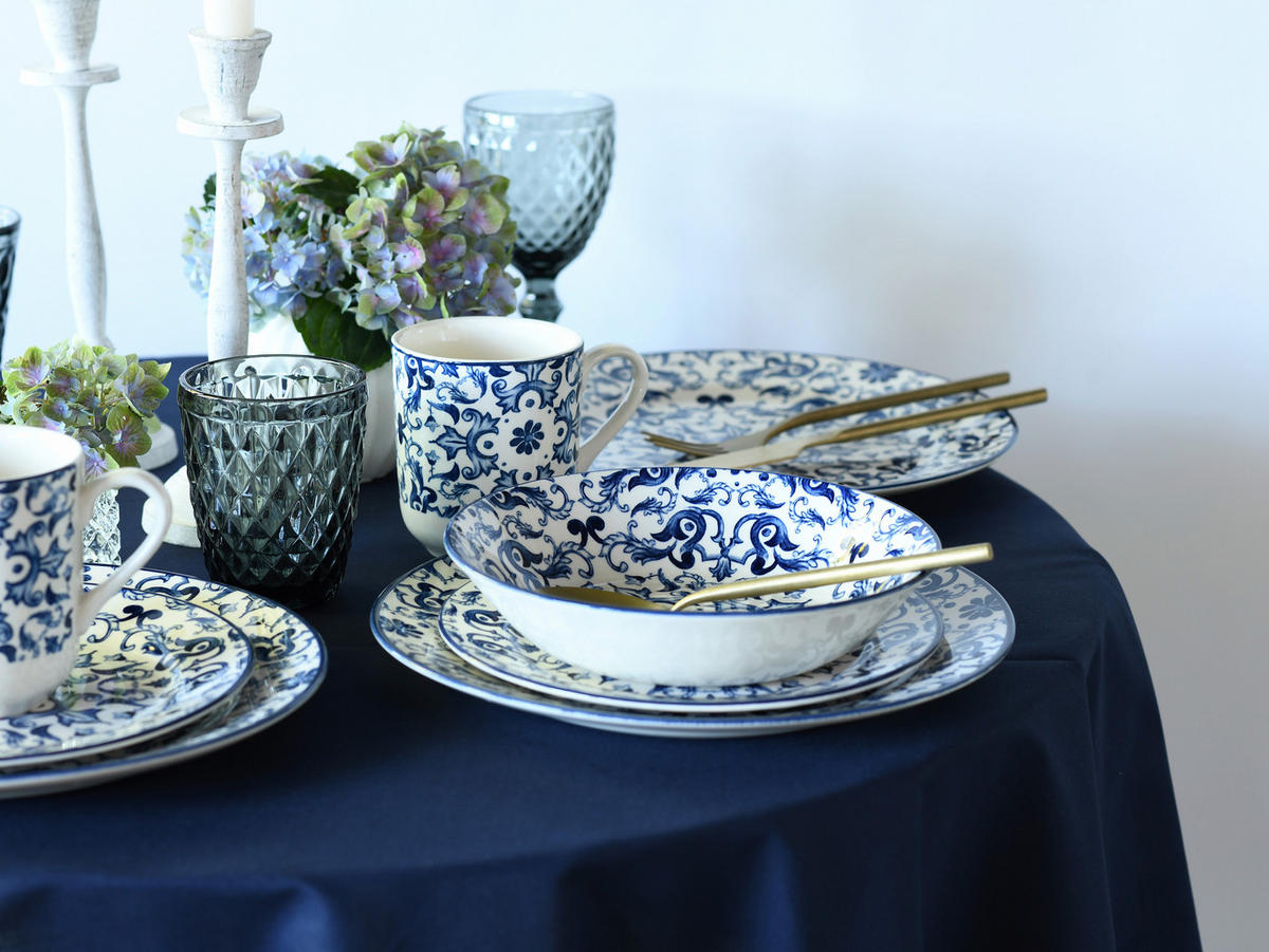KOMBISERVICE Fresco 16-teilig  - Blau/Weiß, Basics, Keramik (33/32/31cm) - Creatable