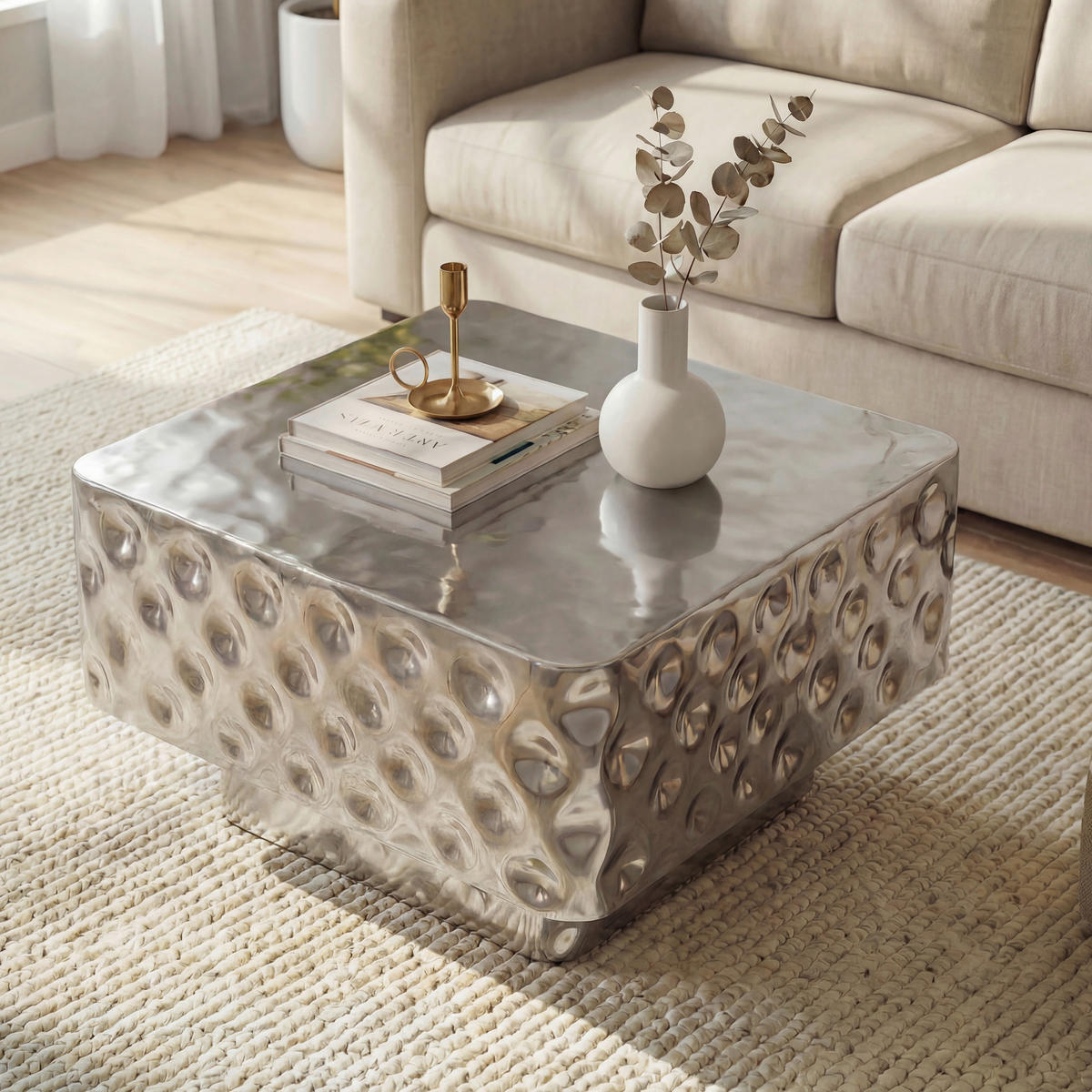 COUCHTISCH in Metall 60/60/38 cm  - Silberfarben, Design, Metall (60/60/38cm) - MID.YOU