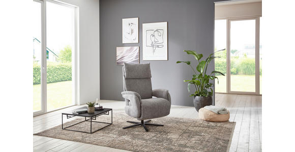 FERNSEHSESSEL  mit Relaxfunktion Struktur Grau  - Schwarz/Grau, MODERN, Textil/Metall (73/115/85cm) - Cantus