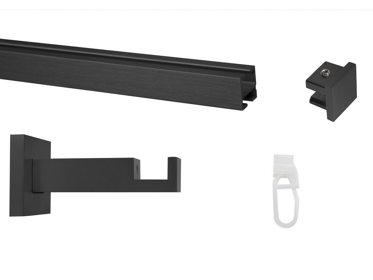 VORHANGSTANGENSET 120 cm  - Schwarz, Design, Metall (120cm) - Homeware