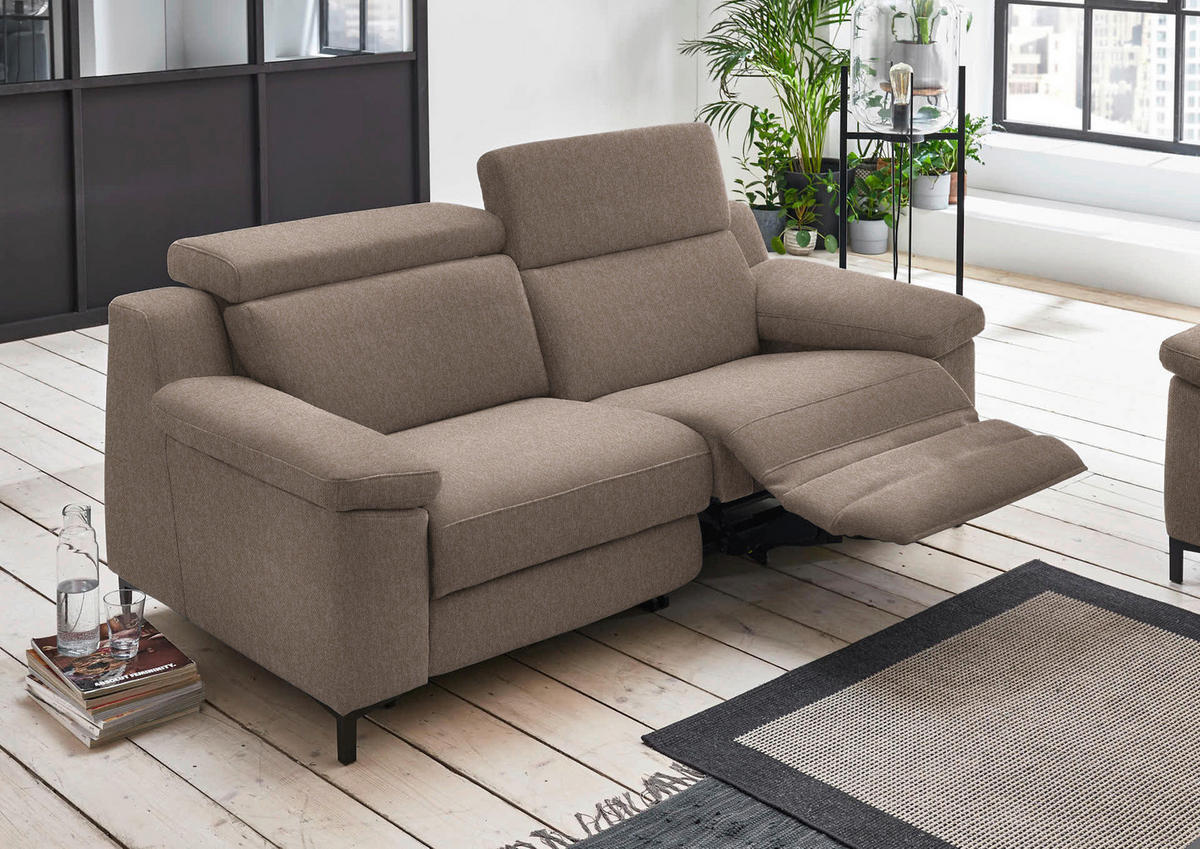 2,5-SITZER in Chenille Hellbraun  - Hellbraun/Schwarz, Design, Textil/Metall (188/84-104/104cm) - Valdera