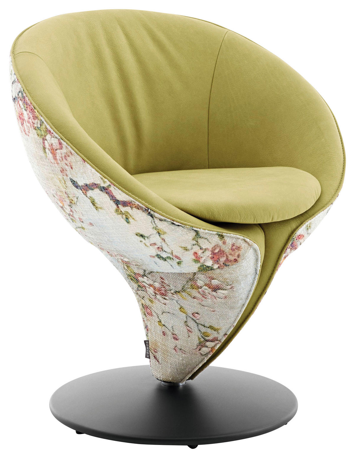CHAISE  in Flachgewebe Echtleder, Kombination Echtleder/Stoff naturbelassen  - Beige/Schwarz, Design, Leder/Textil (70/82/65cm) - Koinor