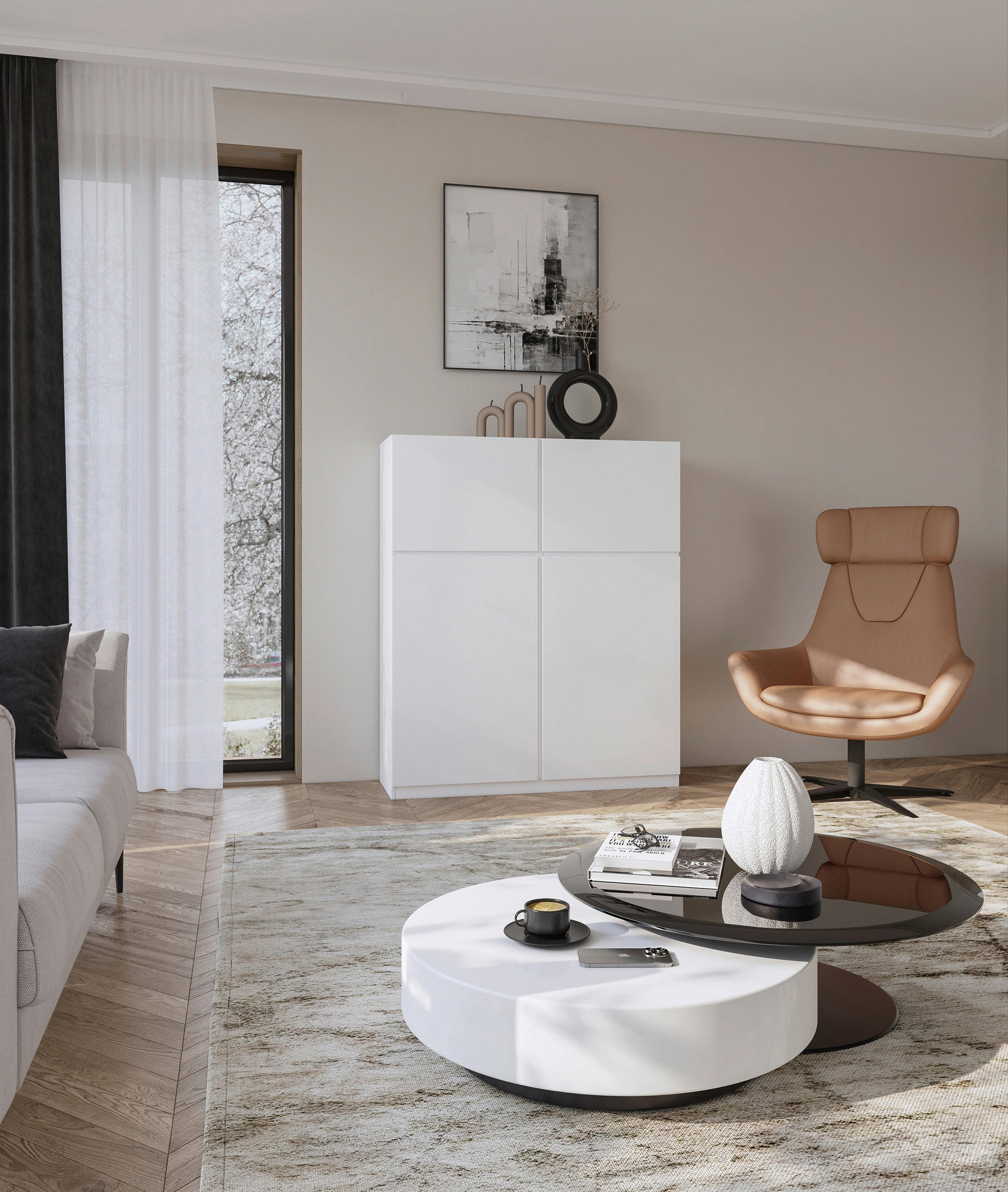 SIDEBOARD 119,5/143/40 cm in Weiss - Weiss, Design, Holzwerkstoff (119,5/143/40cm) - MID.YOU