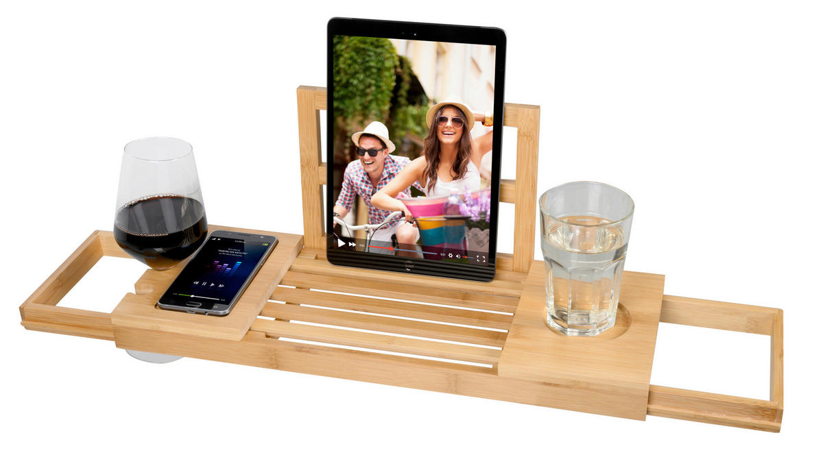 BADEWANNENABLAGE - Braun, Basics, Holz (92/18/20cm)